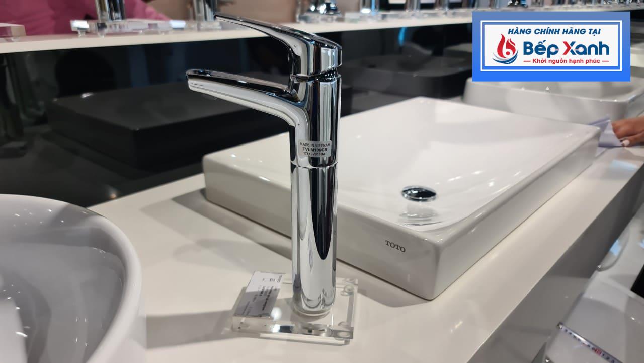 Chất liệu vòi lavabo TVLM106CR là đồng mạ Ni-Cr